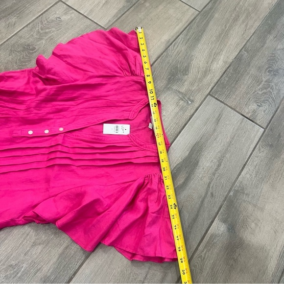 NWT Dark Pink Linen Blend Pleated Ruffle Swing Mini Dress Women’s Size M - Picture 7 of 8